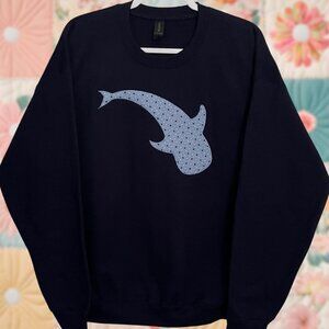 Polka Dot Whale Shark Patchwork Embroidered Sweatshirt